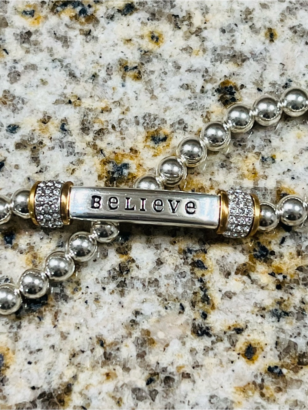 Brighton Believe Silver-Tone Beaded Bracelet with Pavé Accents New